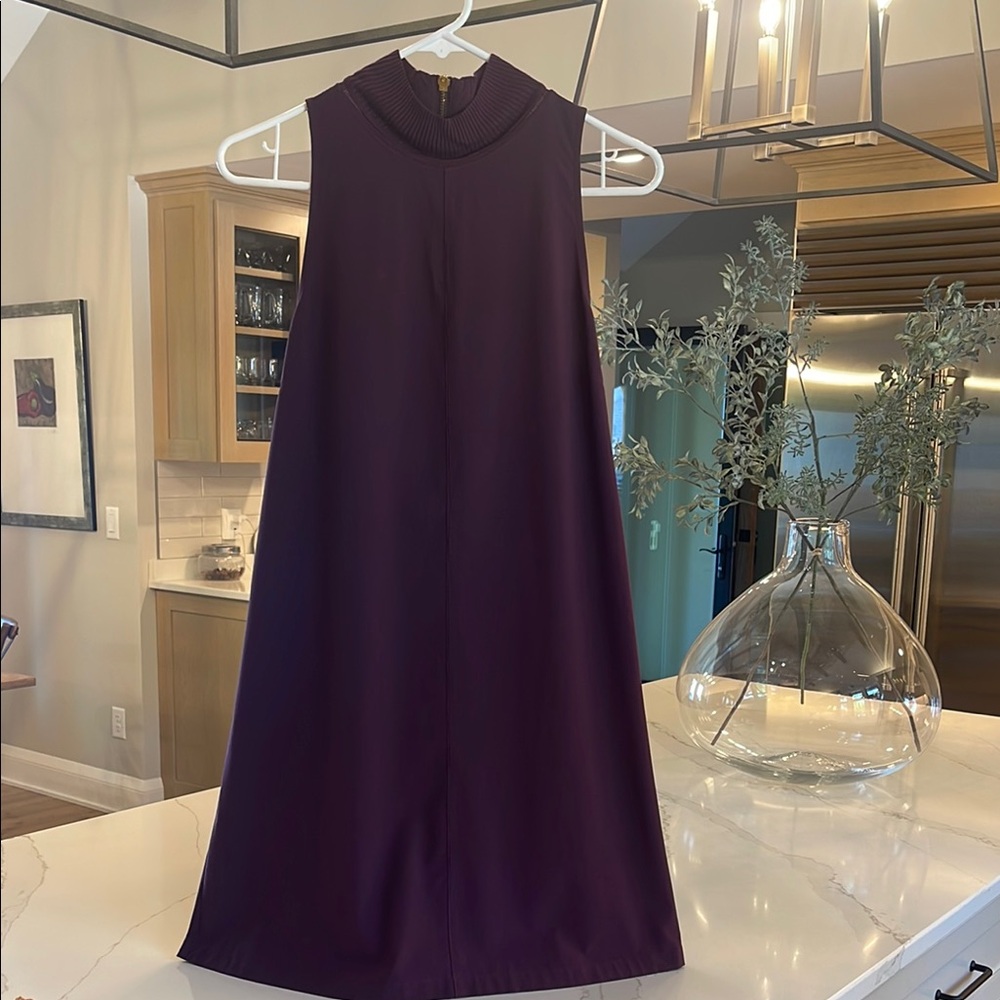 Athleta Purple Sleeveless Midi Dress Mock Neck A-line